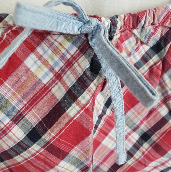 OCI Red Multicolored Spagetti Strap Cotton Cropped Shirt Sz M - Picture 5 of 9